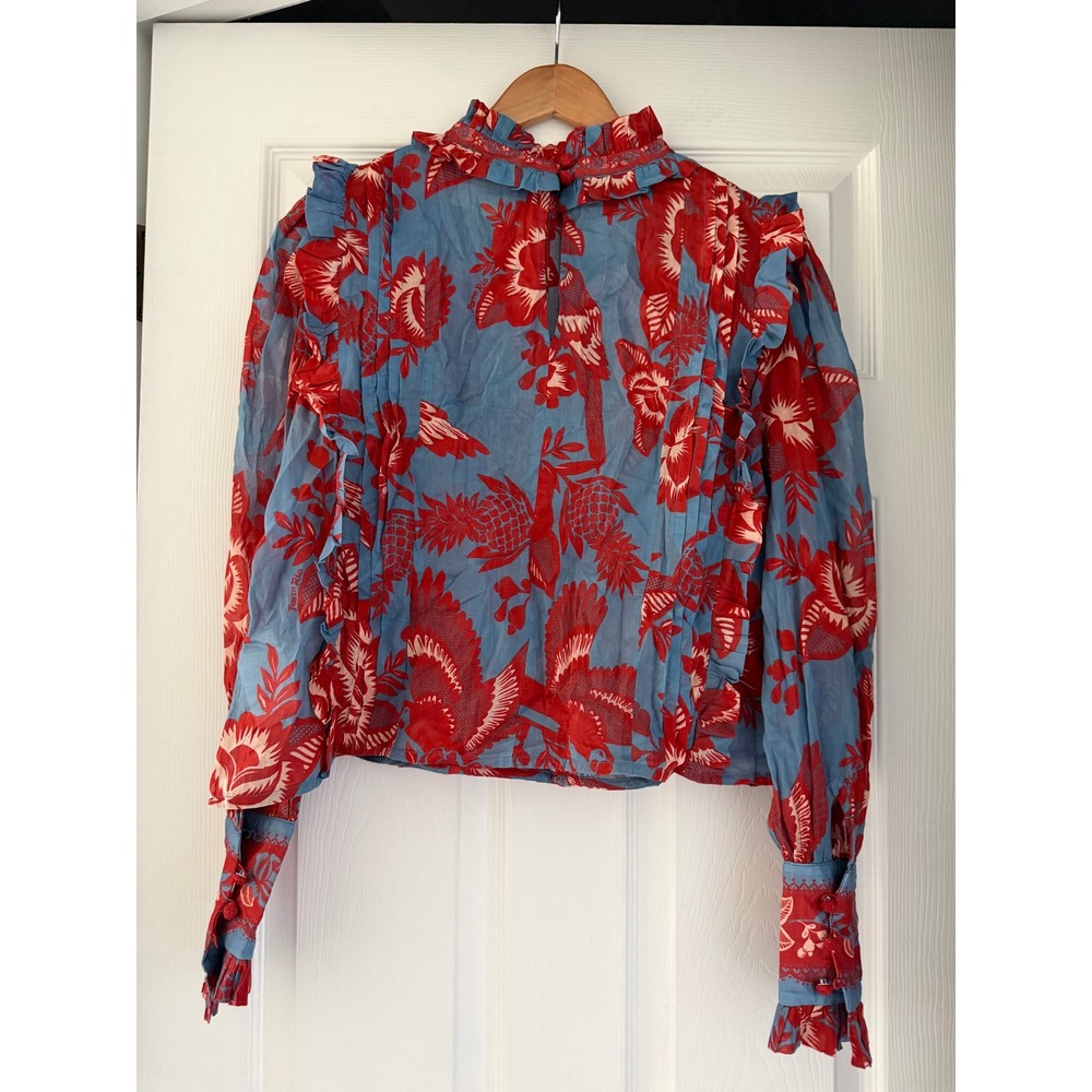 Farm Rio Lace Garden Long-Sleeve Ruffled Blouse - Picture 6 of 7